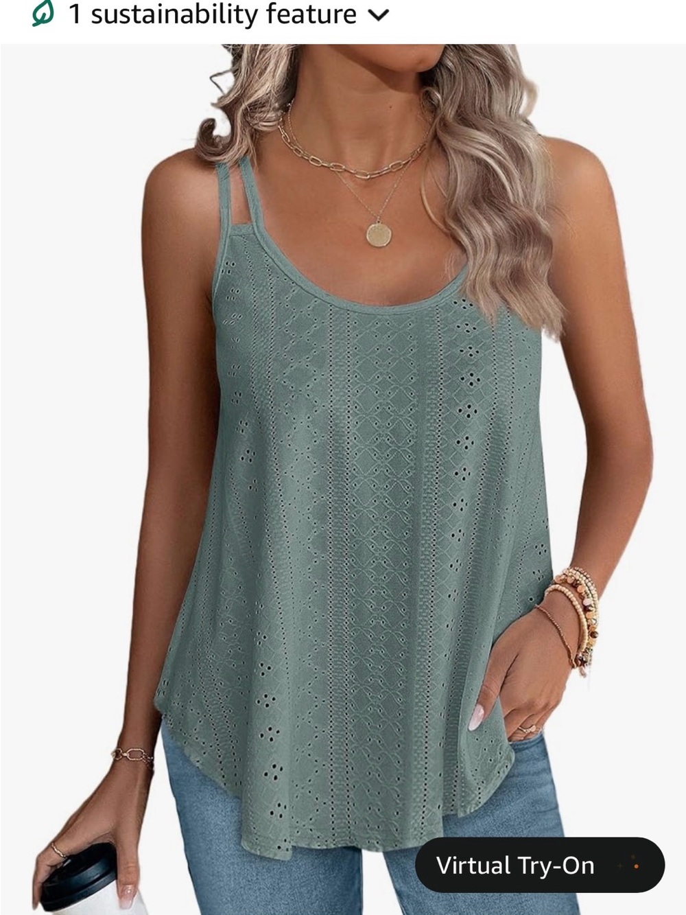 Women’s Sage Green Spaghetti Strap Scoop Neck Tank Top size XL